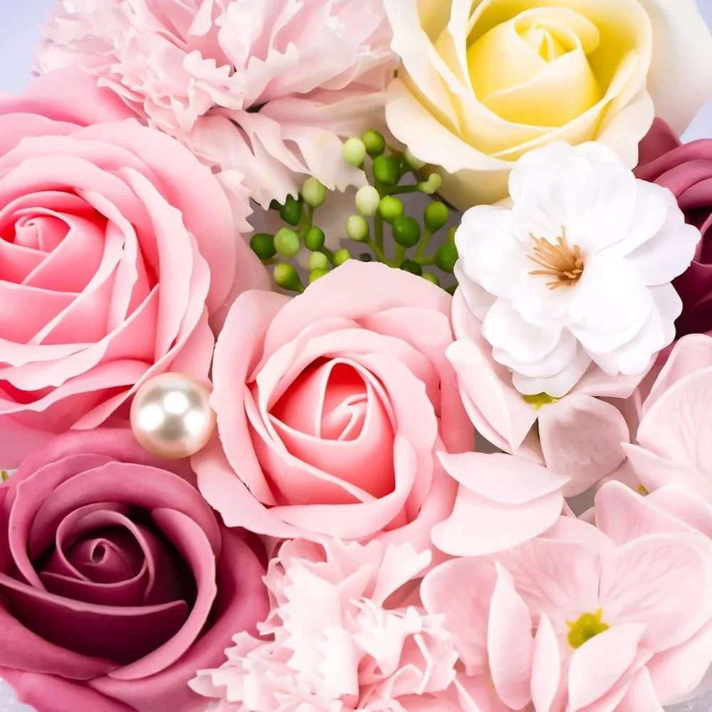 Chic Soap Floral Gift Box with Pink Roses